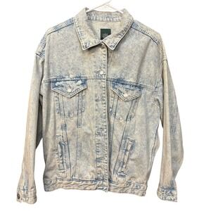 Wild‎ Fable Women's Denim Bleach Jean Jacket Size M Long Sleeve Button Casual